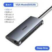 USB-хаб для Ugreen TYPE-C 8 в 1 1 3*USB 3.0/1*SD card/1*micro SD card slot/1*VGA/1*RJ45 50539, арт. 1140